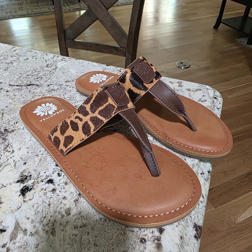 Yellow Box Women's Leopard Sandals-NIB